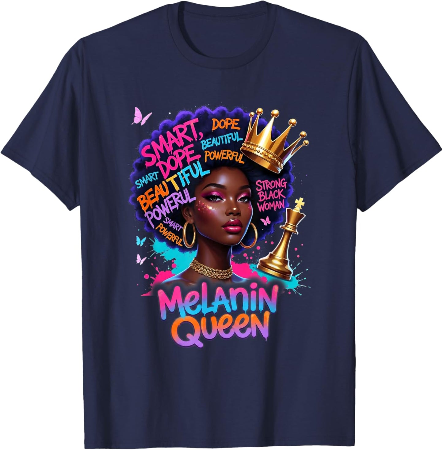 God African American Black Women Christian Afro Faith T-Shirt - T-Shirt | Navy