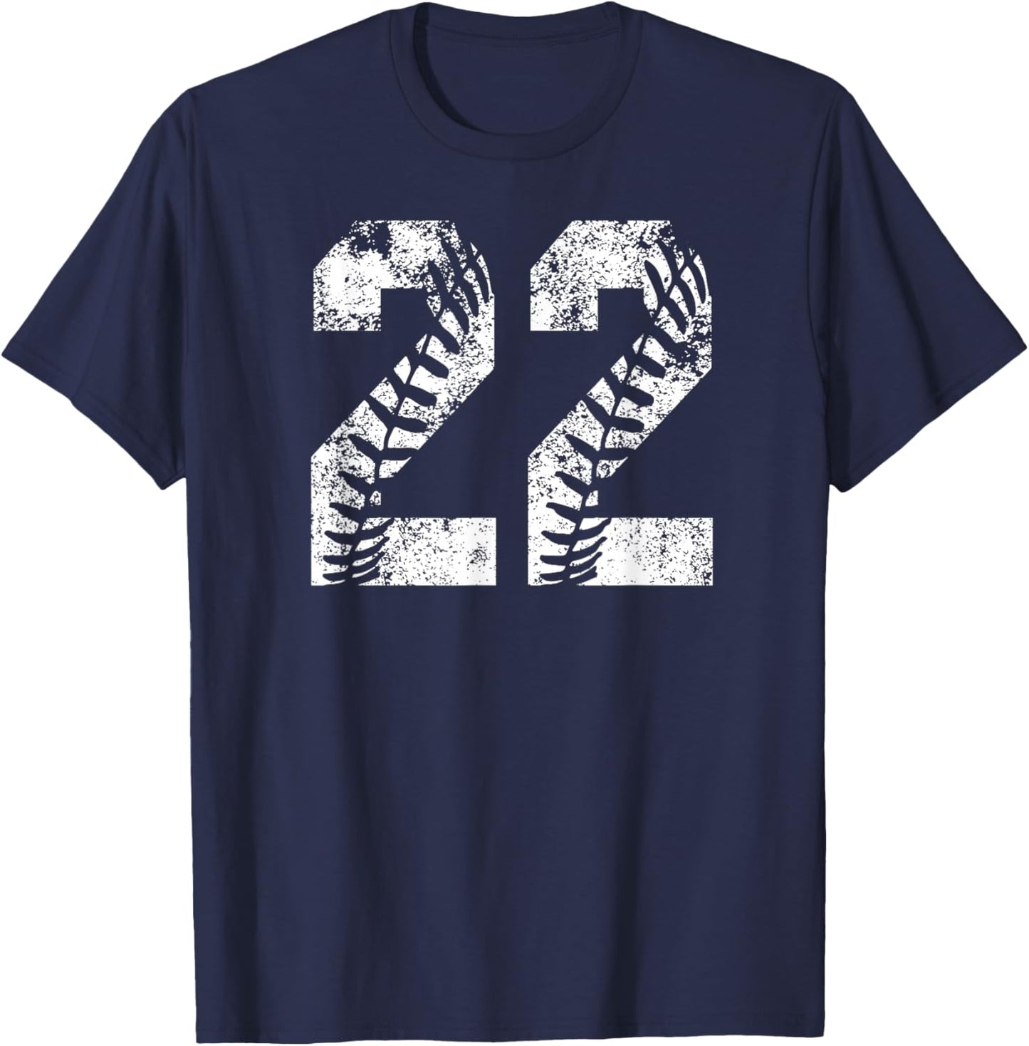 Vintage White Baseball Number 22 Jersey Player Uniform T-Shirt - T-Shirt | Navy
