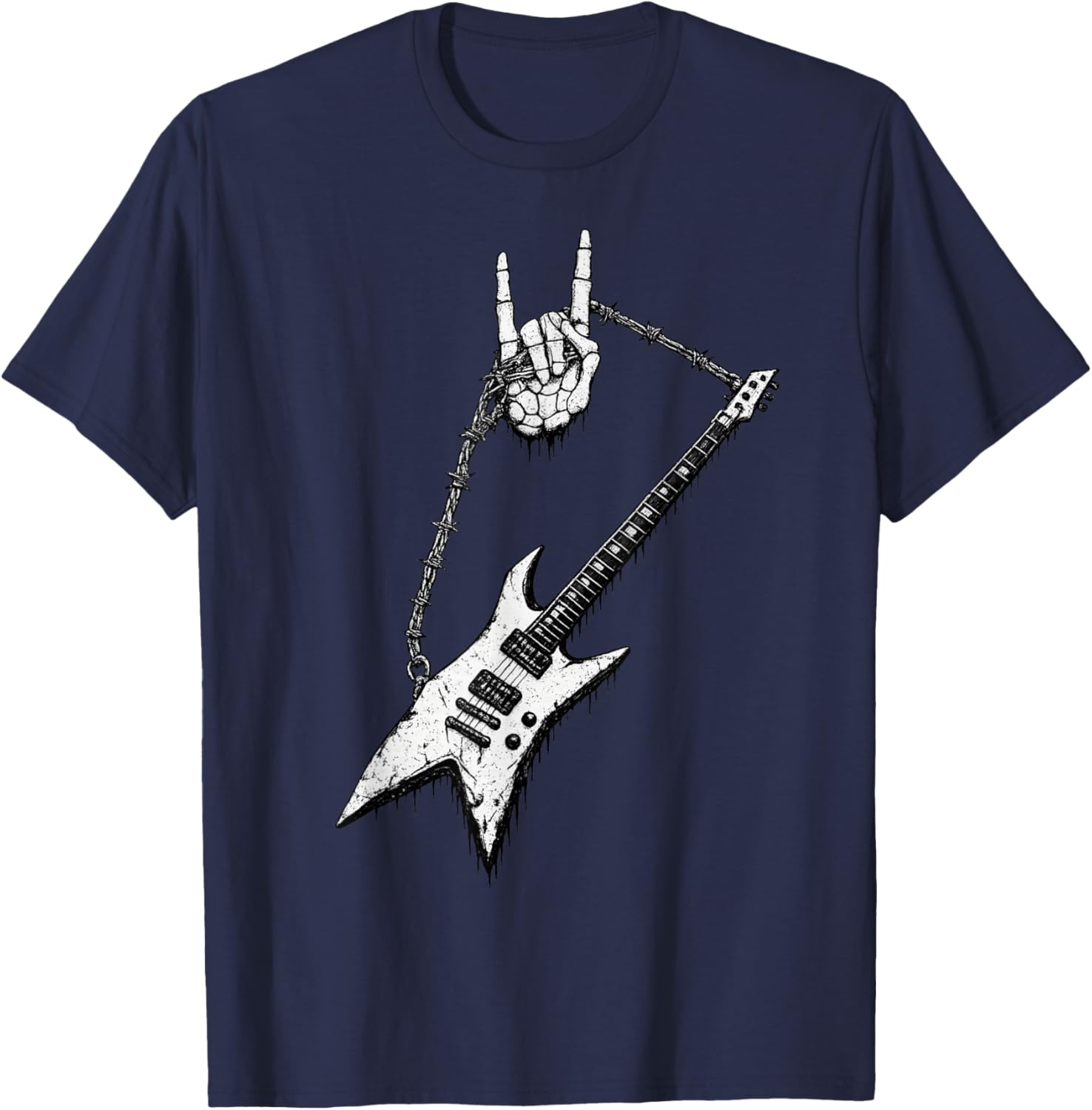 Electric Guitar Band Music Musician Punk Heavymetal Goth Alt T-Shirt - T-Shirt | Navy