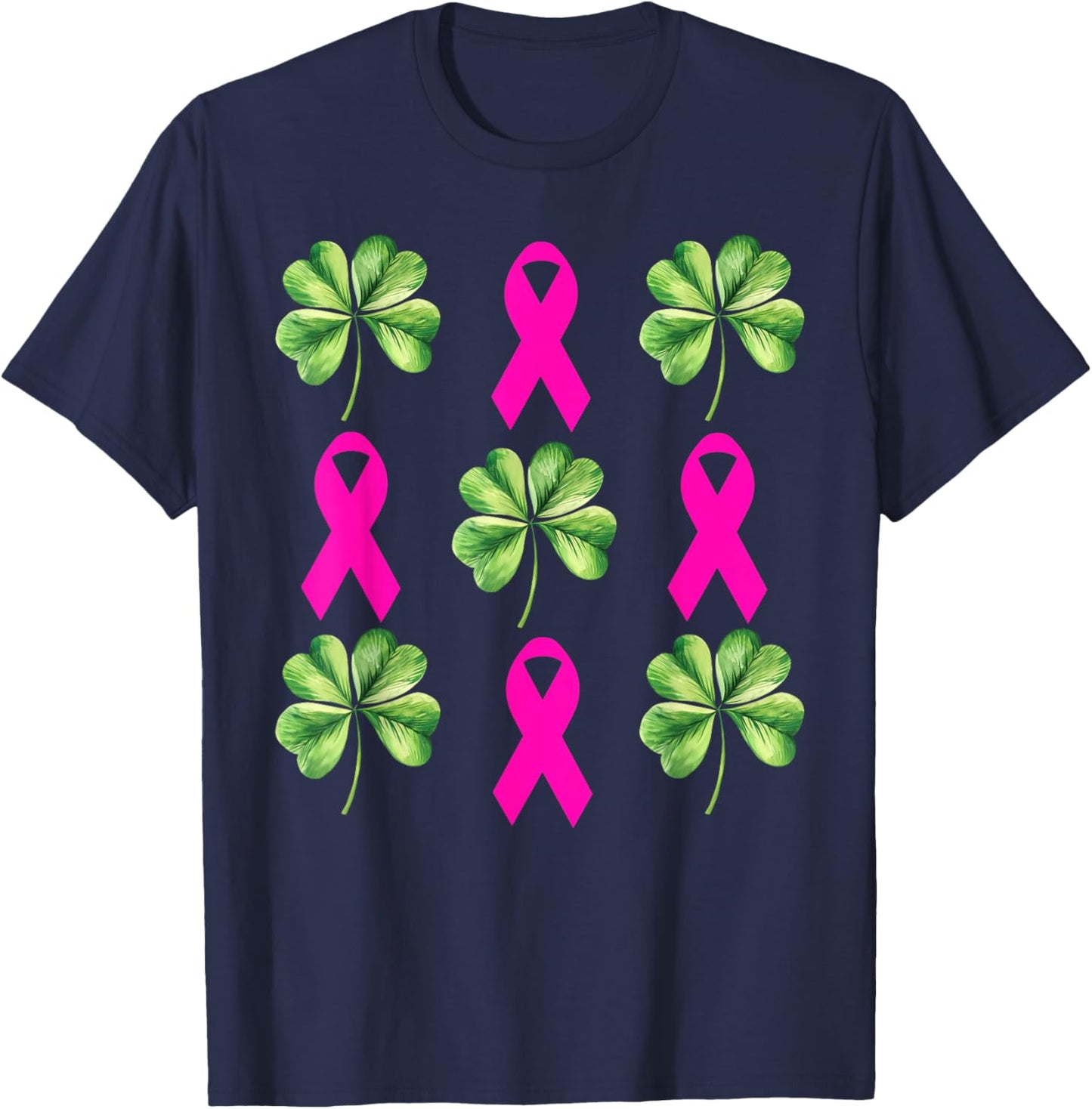 Shamrock Ribbon Mammography Mammo Radiology St Patrick’s Day T-Shirt - T-Shirt | Navy