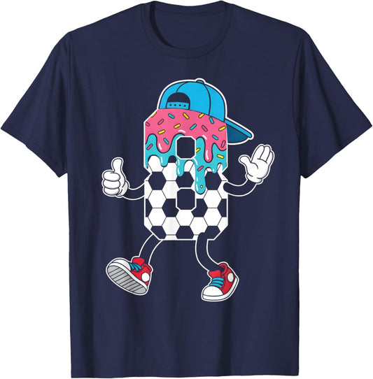 Soccer 8 Year Old Ice Cream Drip Youth 8th Birthday Boy 8 T-Shirt - T-Shirt | Navy