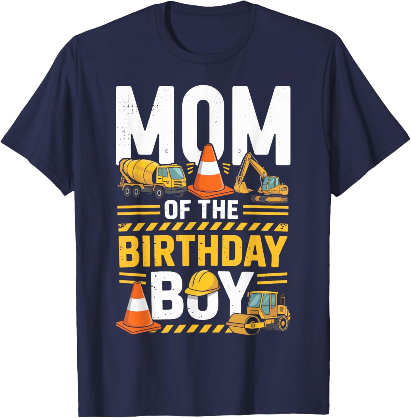 Mom of The Birthday Party Outfit Excavator Crew Mommy T-Shirt - T-Shirt | Navy
