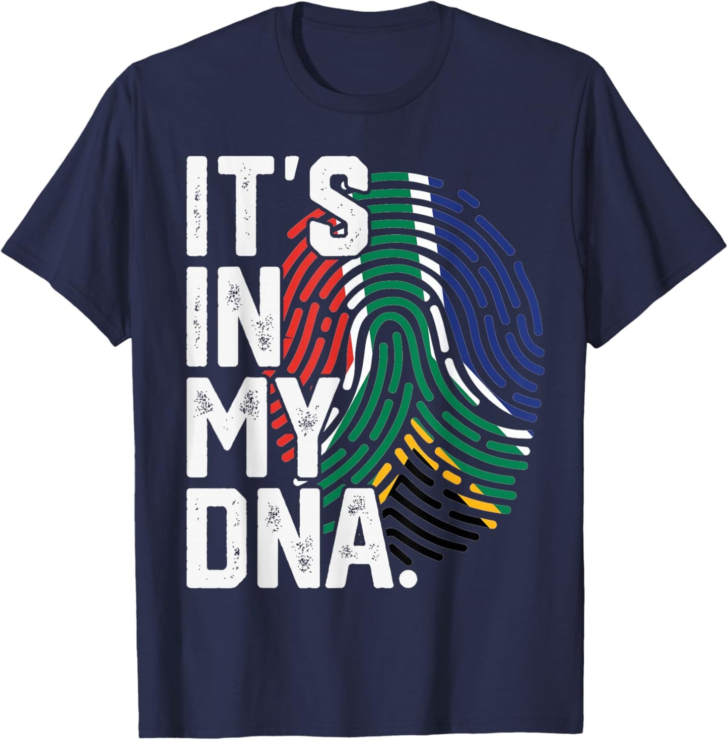 South Africa Roots Flag Fingerprint Graphic Patriotic T-Shirt - T-Shirt | Navy