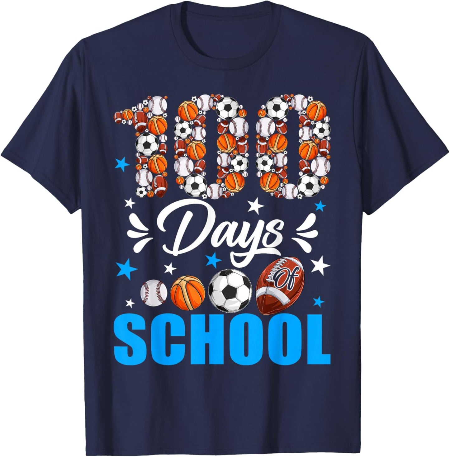 100 Days of School Sport Lovers 100th Day of School Boys T-Shirt - T-Shirt | Navy