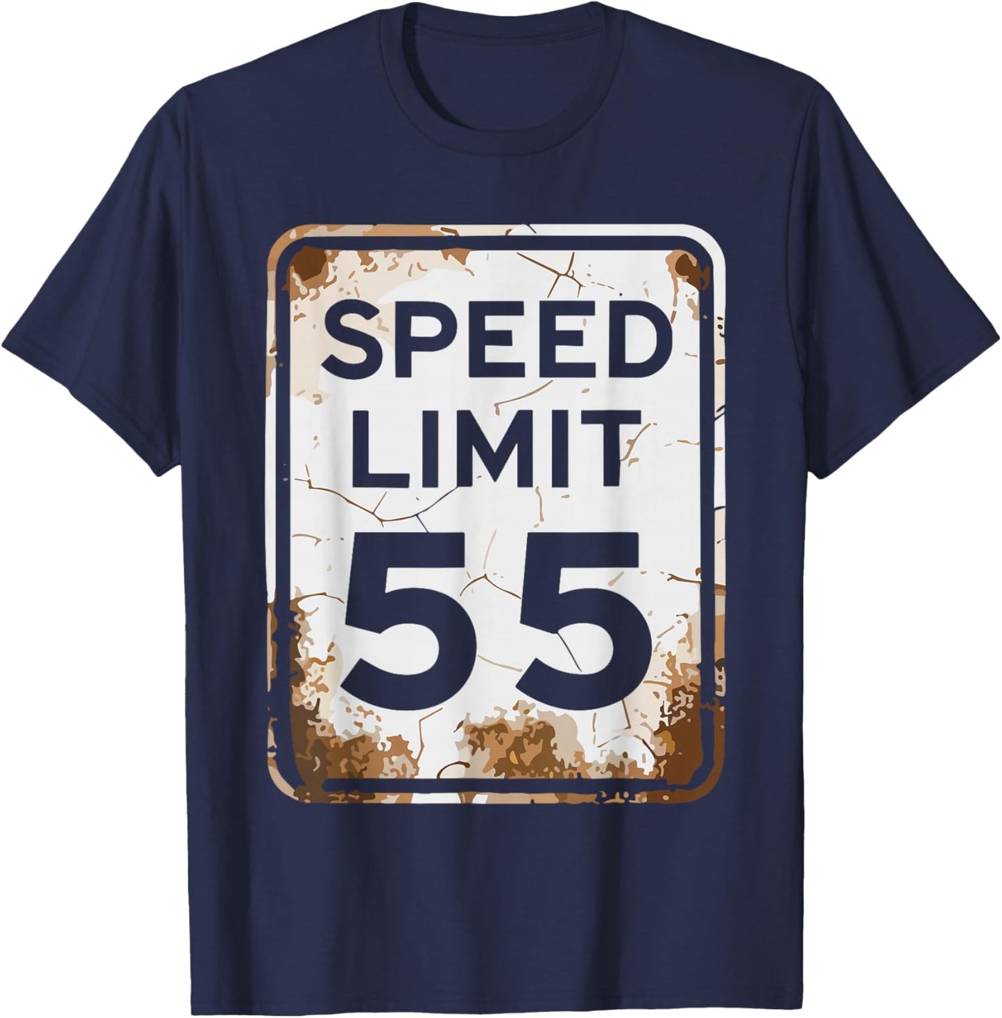 Vintage Speed Limit 55 Shirt, Fun 55th Birthday Road Sign T-Shirt - T-Shirt | Navy