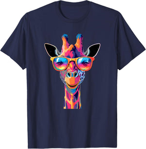 Funny Giraffe Sunglasses T-Shirt - T-Shirt | Navy
