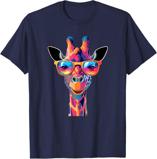 Funny Giraffe Sunglasses T-Shirt - T-Shirt | Navy