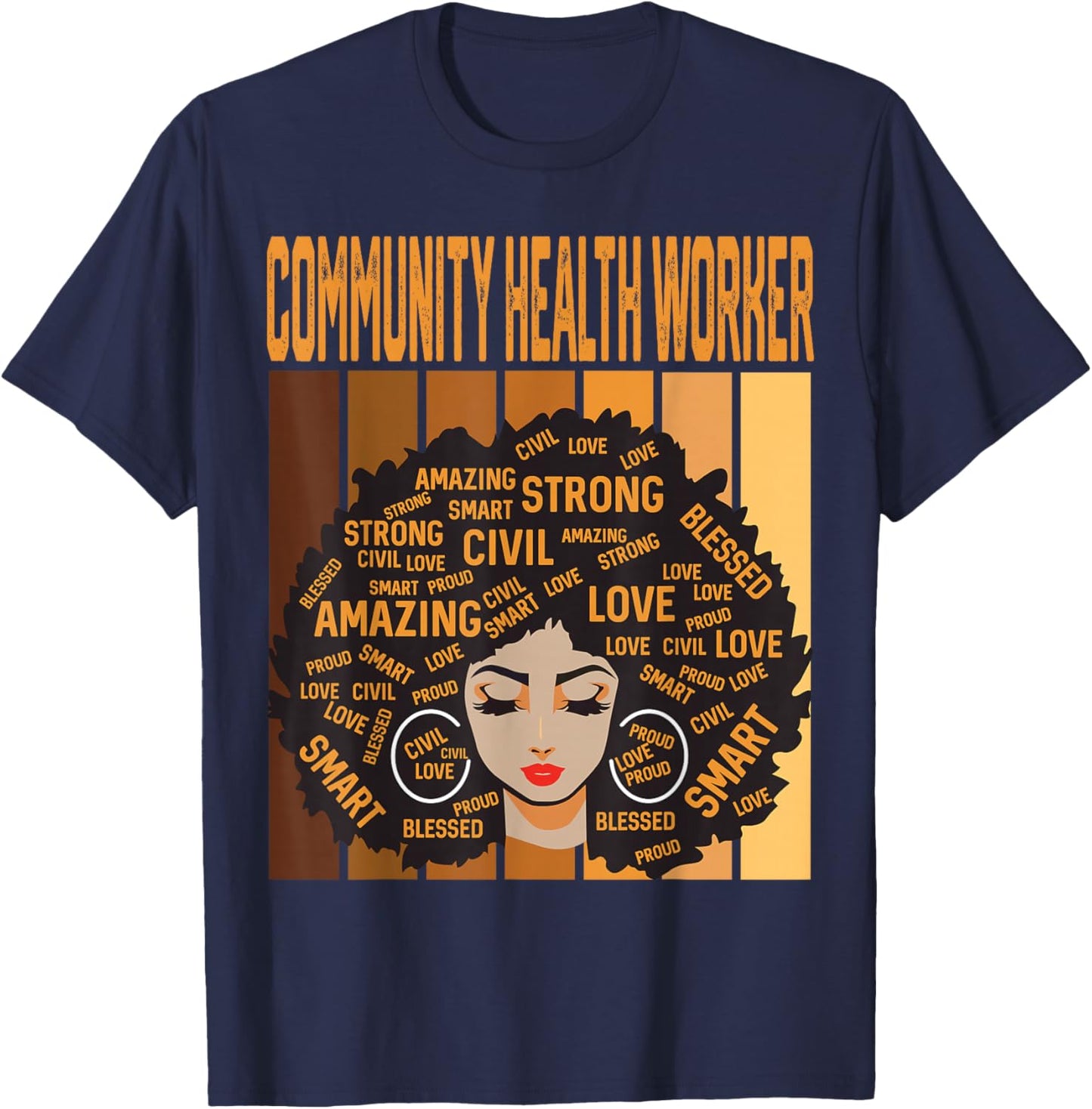 Community Health Worker Powerful Black History Month Pride T-Shirt - T-Shirt | Navy