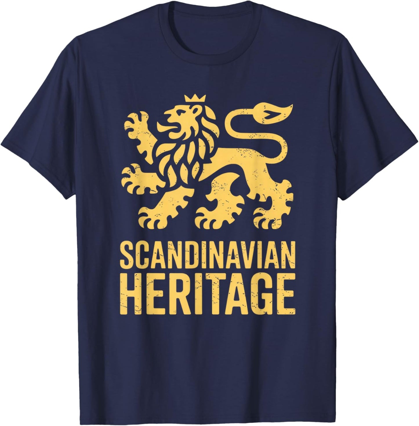 Scandinavian Heritage Lion Sweden Swedish Pride Vintage T-Shirt - T-Shirt | Navy