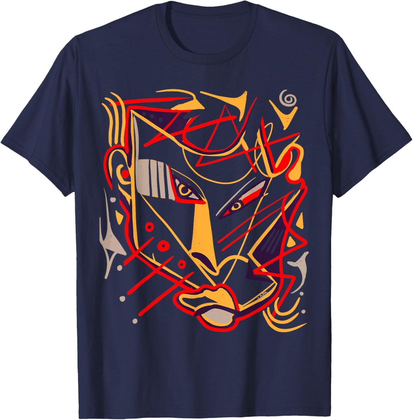 Artwork Graphic Face Mask Pop Art African Tribal T-Shirt - T-Shirt | Navy
