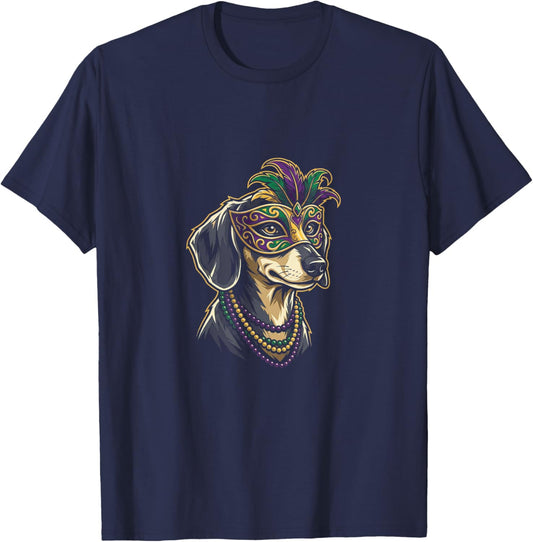 Doxie Mardi Gras Jester Costume Carnival Parade T-Shirt - T-Shirt | Navy