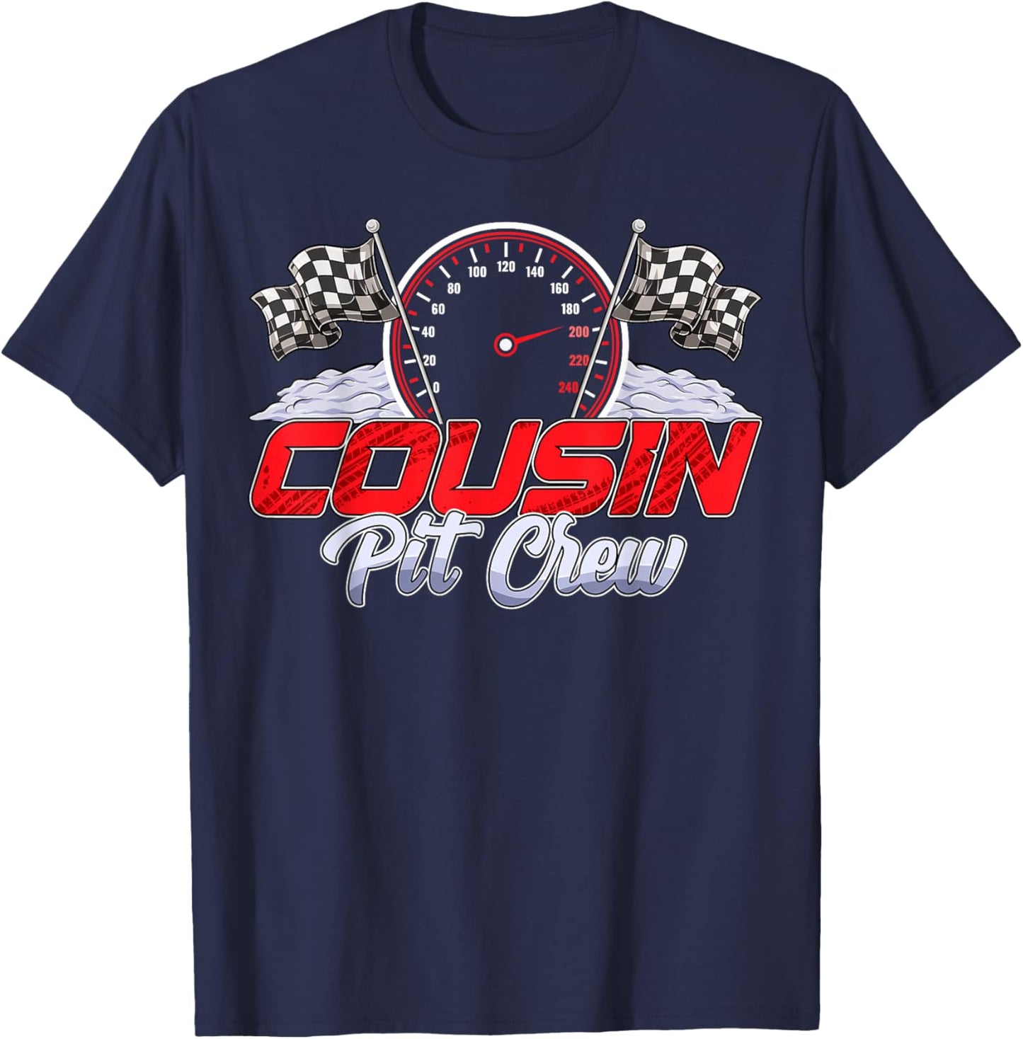 Cousin Pit Crew Race Car Birthday Family Matching Racing T-Shirt - T-Shirt | Navy