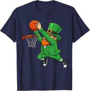 Leprechaun Basketball Green St Patricks Day Sport Boys Kids T-Shirt - T-Shirt | Navy