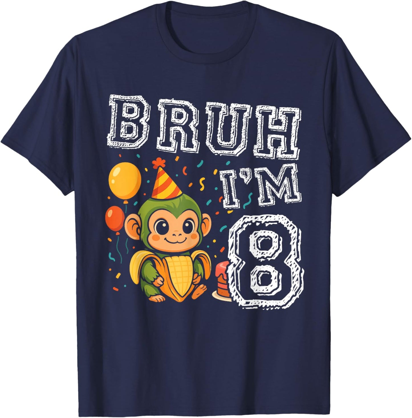 Italian Brainrot Bruh I'm 8 Age 8th Kids Boys Girls T-Shirt - T-Shirt | Navy