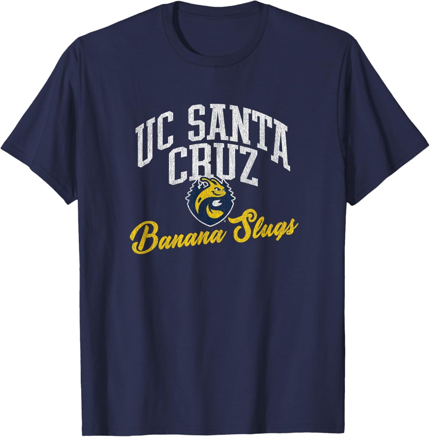 UC Santa Cruz UCSC Banana Slugs Archover Script T-Shirt - T-Shirt | Navy