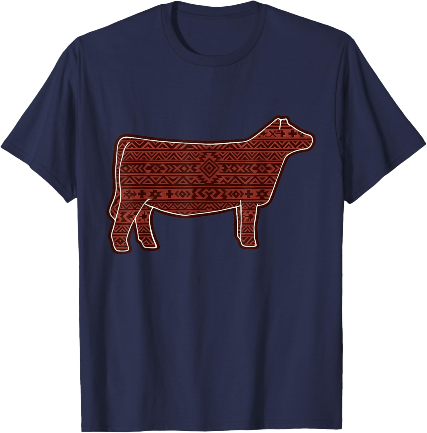 Cute Aztec Show Heifer Mama Funny Stock Show Livestock Cow T-Shirt - T-Shirt | Navy