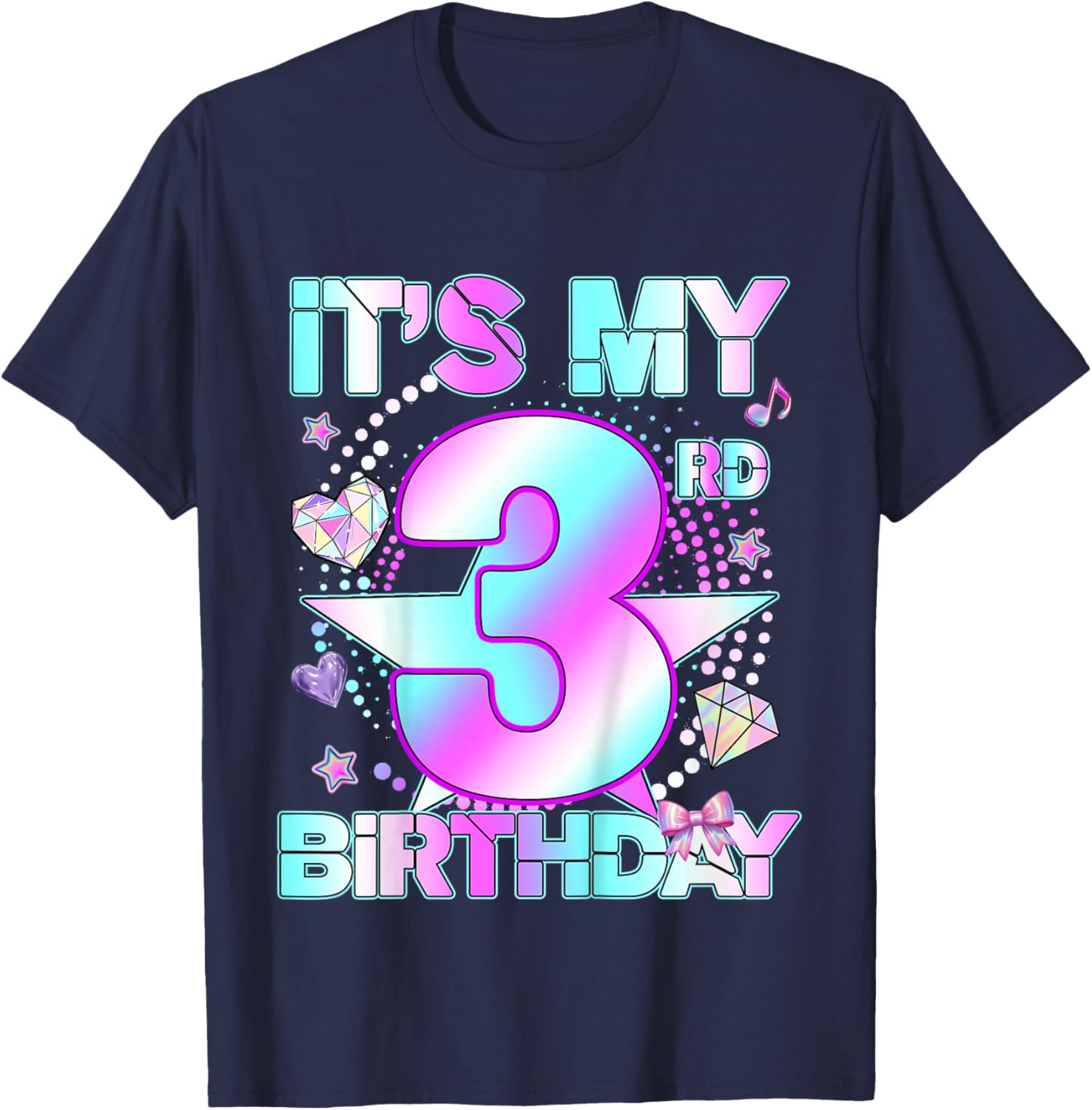 3 Years Old Birthday Kpop Kids Toddler 3rd Birthday Girl T-Shirt - T-Shirt | Navy
