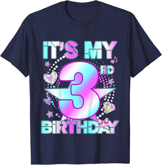 3 Years Old Birthday Kpop Kids Toddler 3rd Birthday Girl T-Shirt - T-Shirt | Navy