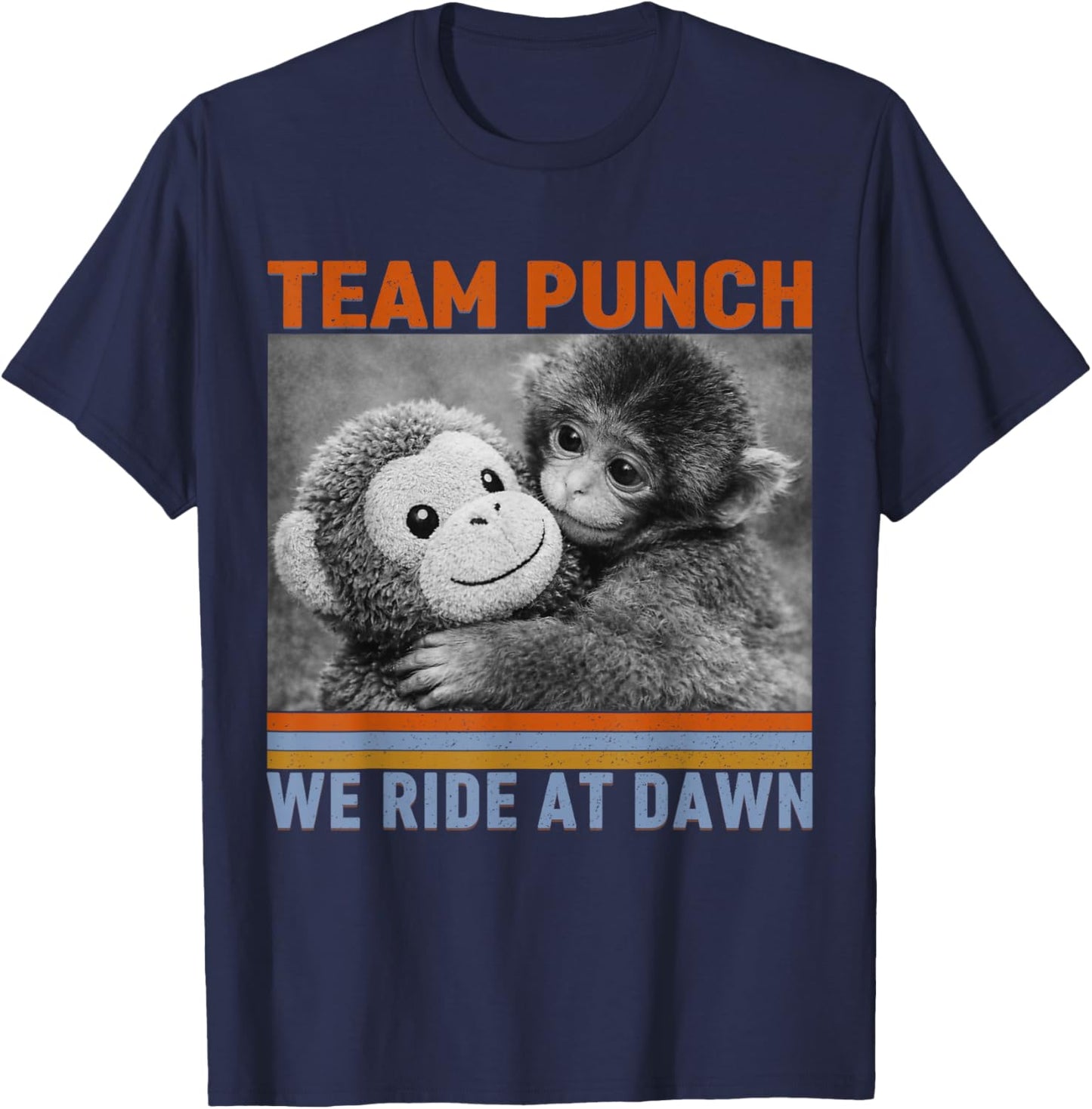 Retro Team Punch Monkey Ride At Dawn Hopecore T-Shirt - T-Shirt | Navy