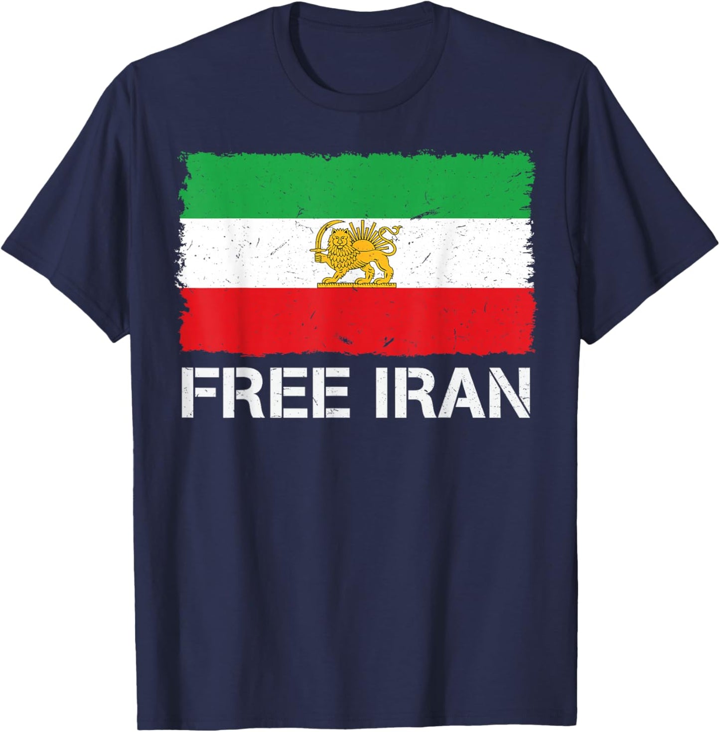 Free Iran Iran Flag Lion Persian Freedom Iran MIGA T-Shirt - T-Shirt | Navy