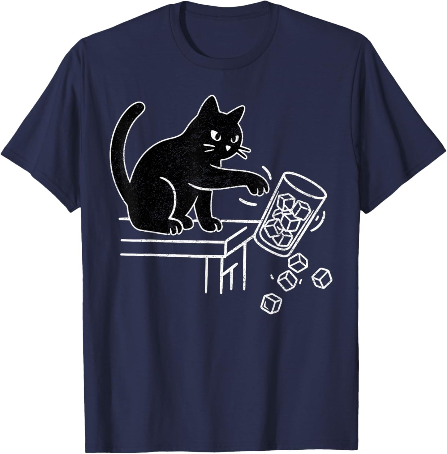 Abolish ICE Funny Black Cat Pushing Ice Cat Meme Men Women T-Shirt - T-Shirt | Navy