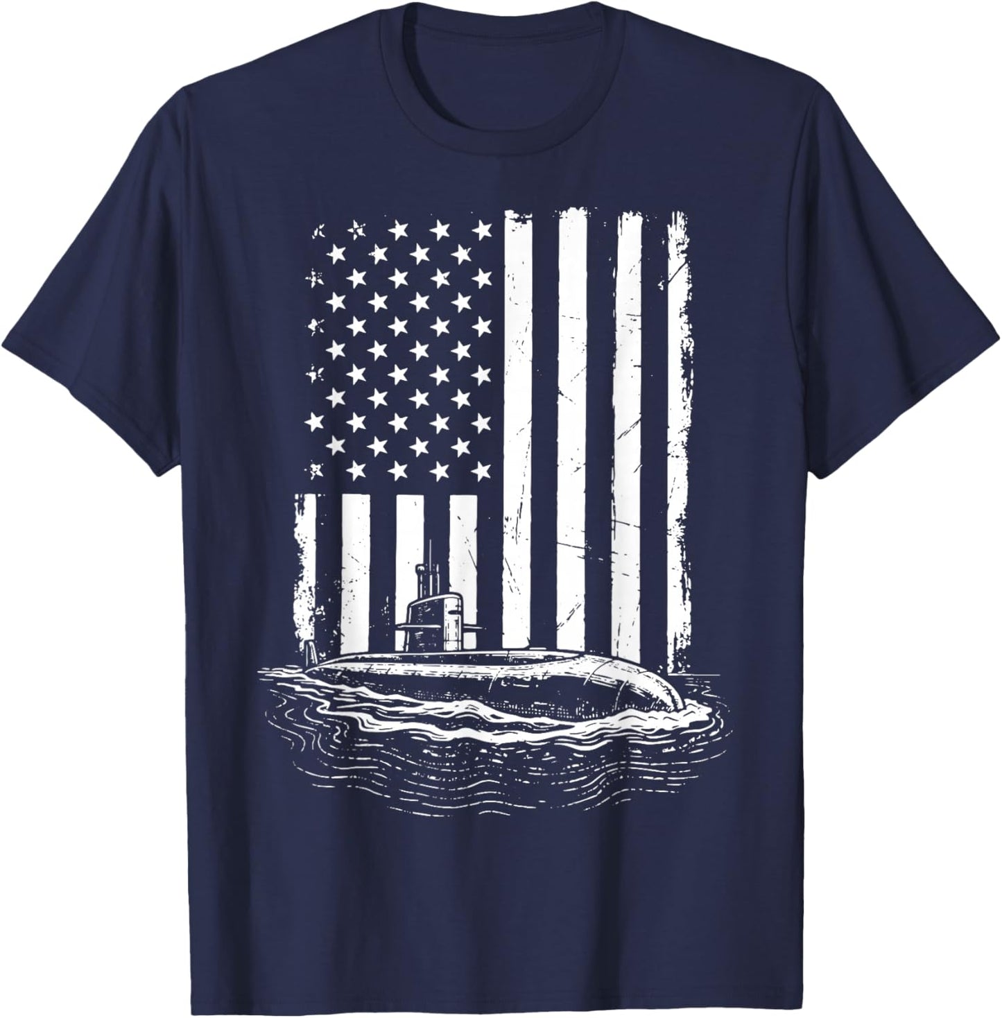 Submarine USA Flag Veteran 4th of July T-Shirt - T-Shirt | Navy