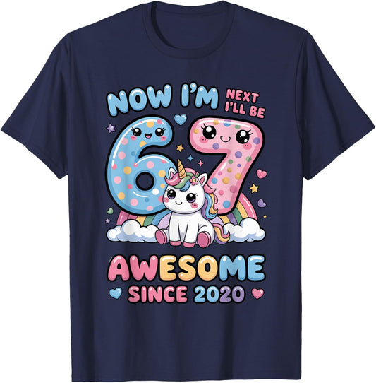 Now I'm 6 Next Year I'll Be 7 6th Brithday Girl for Kid T-Shirt - T-Shirt | Navy