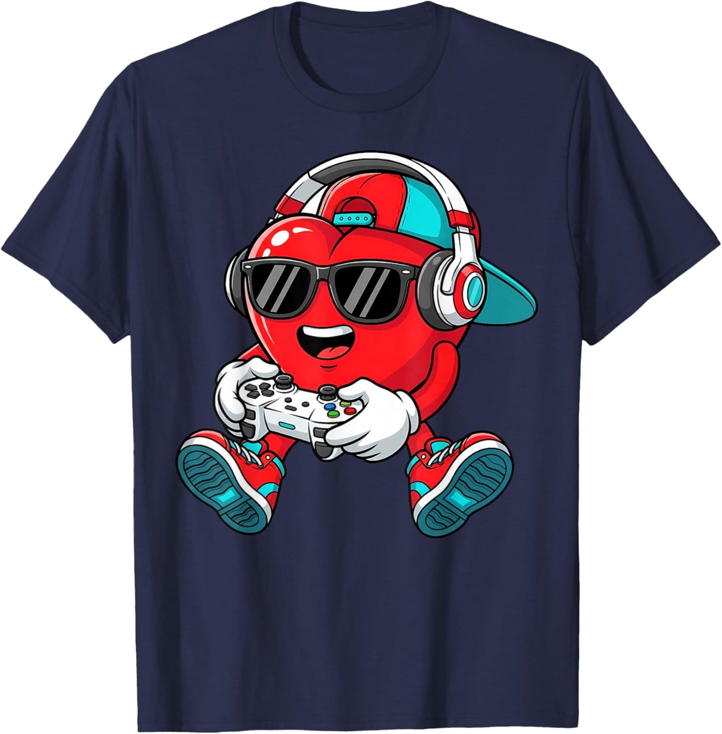Valentines Day Gamer Heart Gaming Boys Kids Men Youth Teen T-Shirt - T-Shirt | Navy