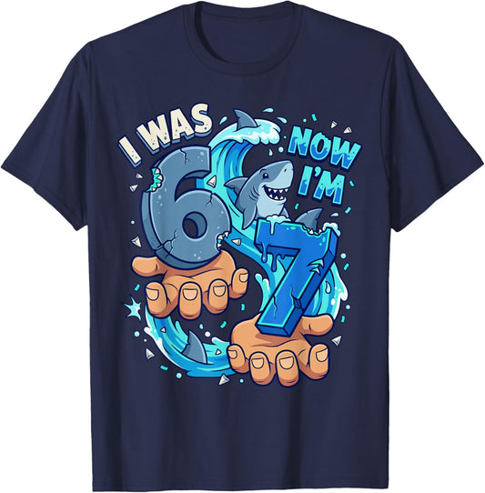I was 6 Now I'm 7 7th Birthday 6 7 Birthday Boys T-Shirt - T-Shirt | Navy