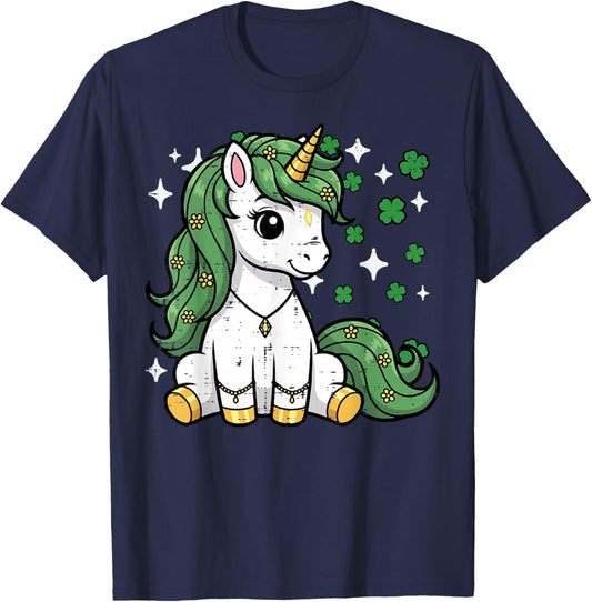 St Patricks Day Unicorn Cute Saint Pattys Girls Kids Toddler T-Shirt - T-Shirt | Navy