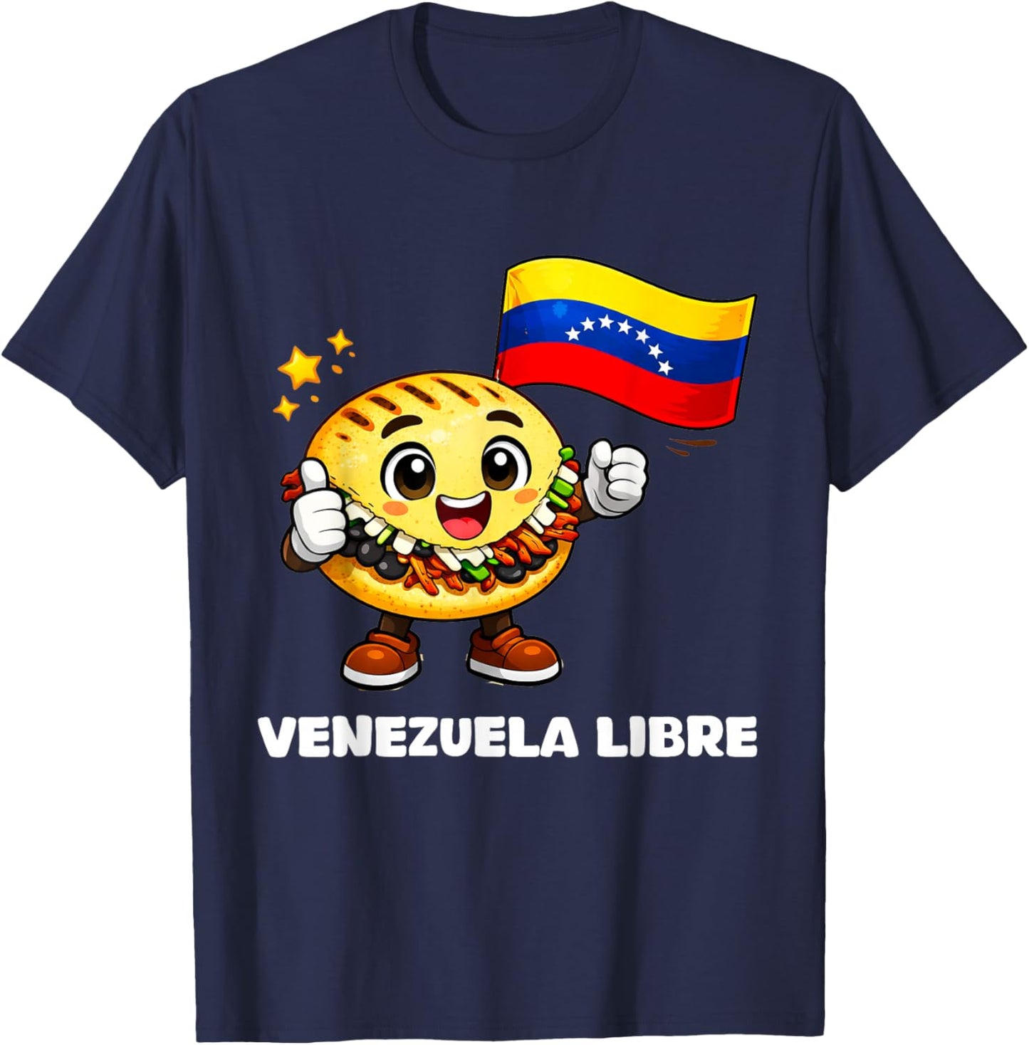 Venezuela Libre Venezuelan Freedom Strong Arepa Flag T-Shirt - T-Shirt | Navy