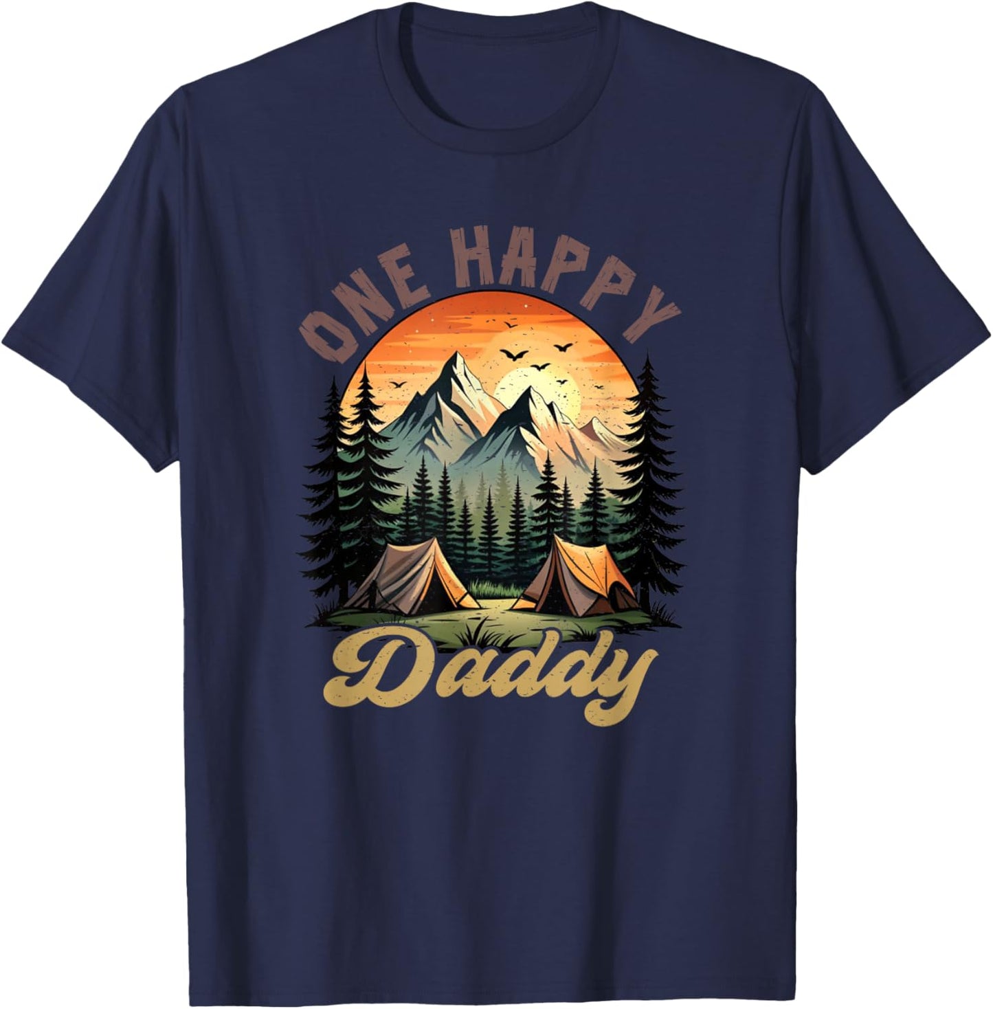 One Happy Daddy Camper 1St Birthday Camping Bear T-Shirt - T-Shirt | Navy