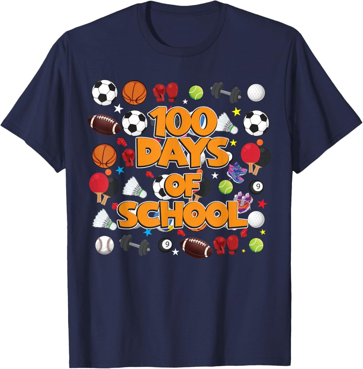 Happy 100 Days of School PE Teachers Kids Boys Girls T-Shirt - T-Shirt | Navy