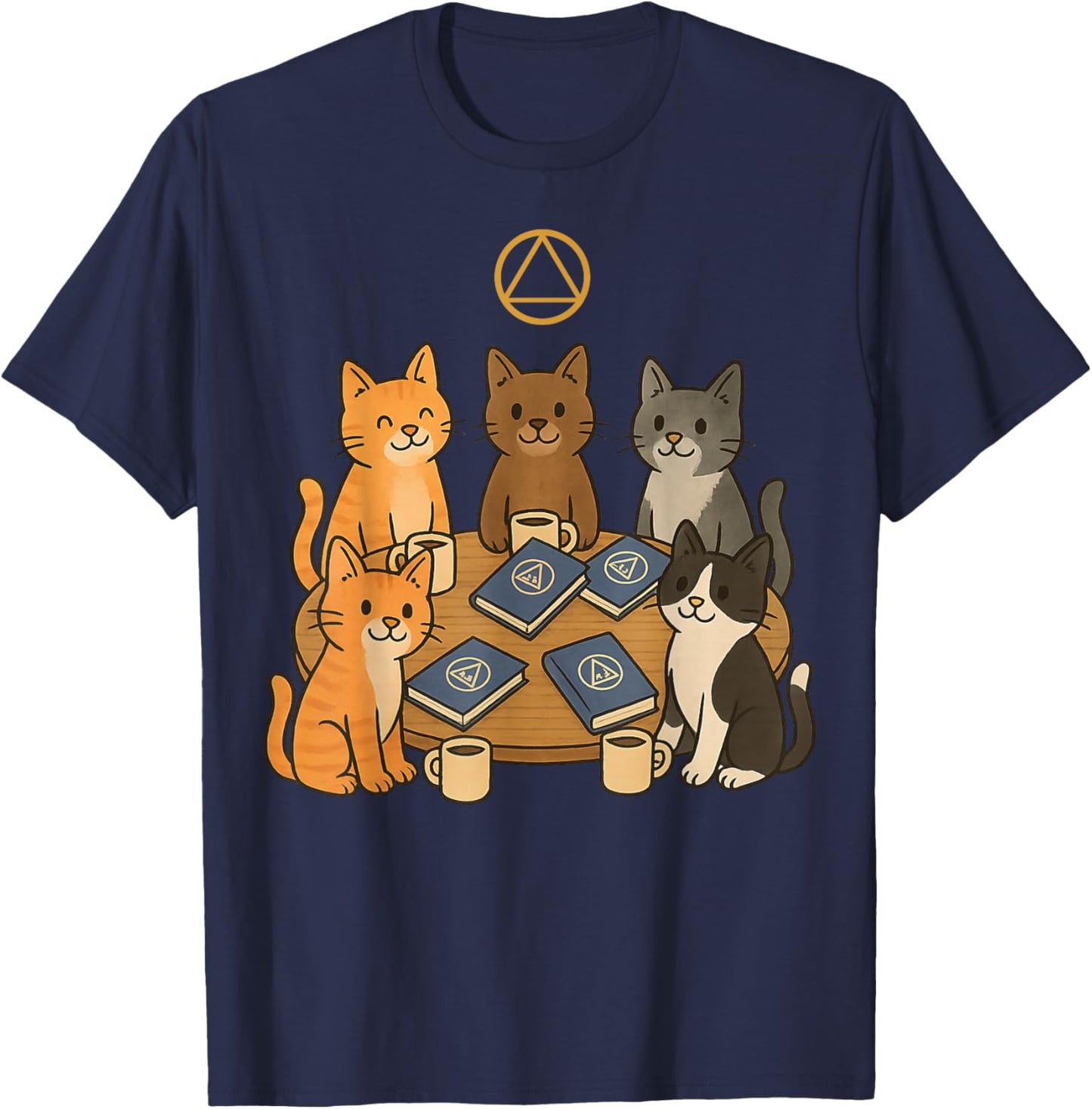 AA. Cat Fellowship Coffee Meeting Design. T-Shirt - T-Shirt | Navy