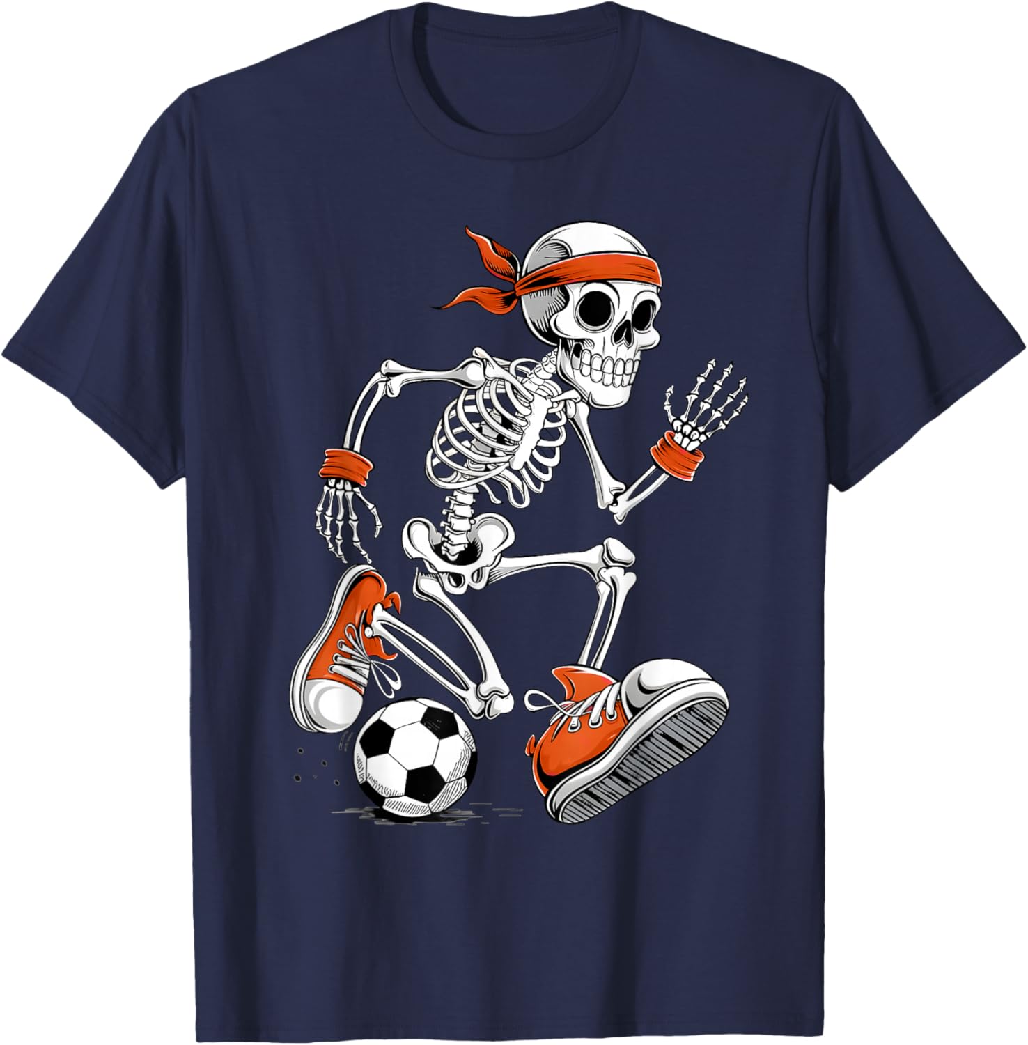 Funny Halloween Skeleton Soccer Football Costume T-Shirt - T-Shirt | Navy