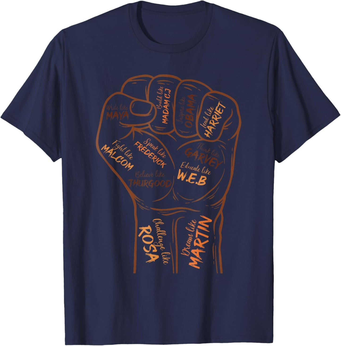 Power Fist Hand Shirt Insing Black Black History T-Shirt - T-Shirt | Navy