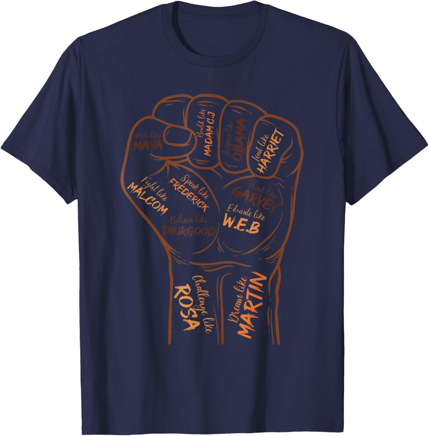 Power Fist Hand Shirt Insing Black Black History T-Shirt - T-Shirt | Navy