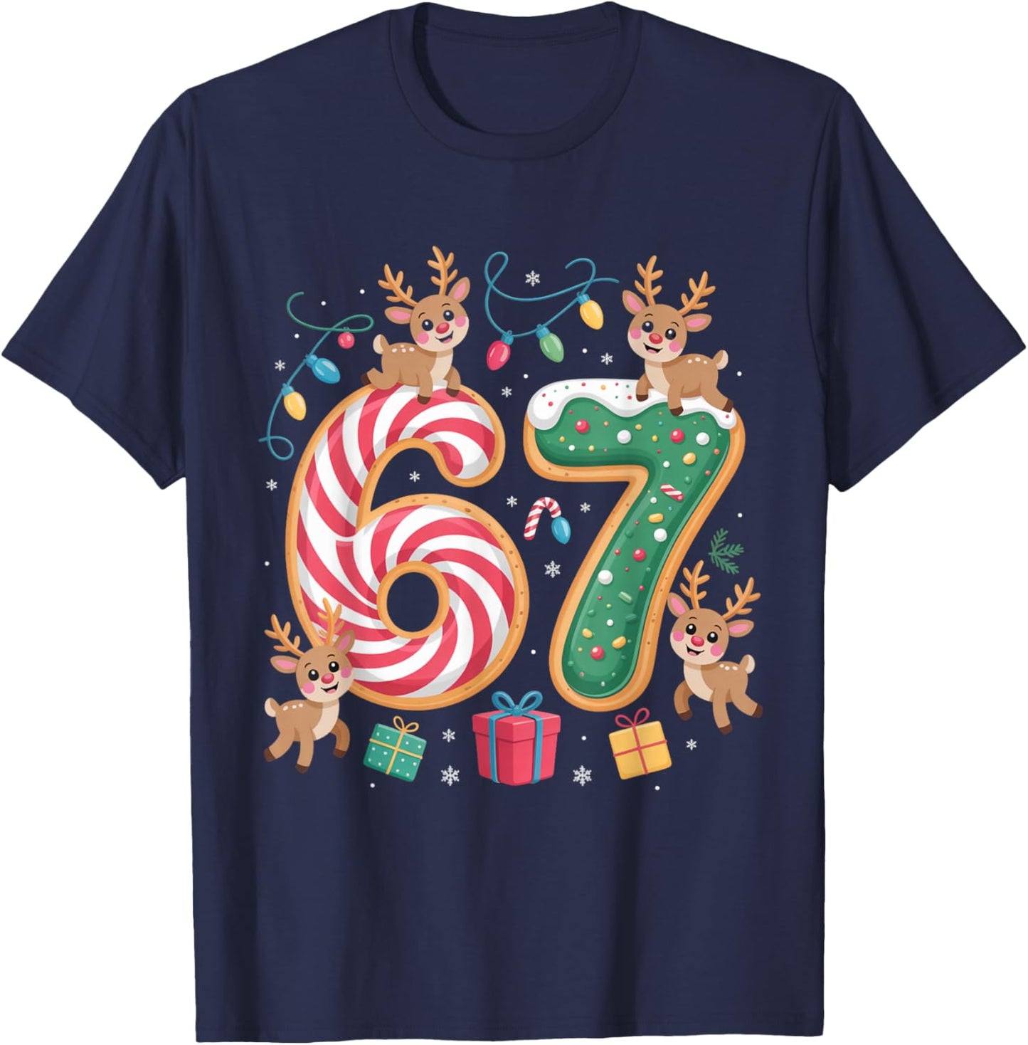 Christmas 67 Funny Xmas Six Seven Ugly Sweater 6-7 T-Shirt - T-Shirt | Navy
