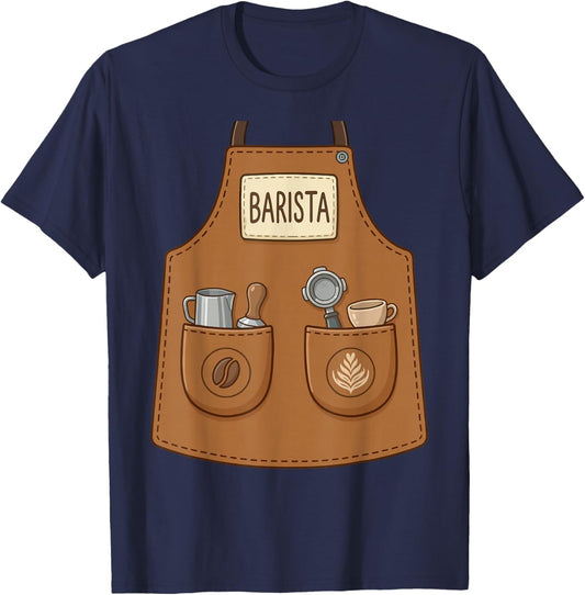 Barista Funny Cute Apron Coffee Espresso Costume T-Shirt - T-Shirt | Navy