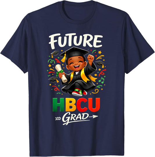 Future HBCU Grad History Black Boy Graduation HBCU Kids T-Shirt - T-Shirt | Navy