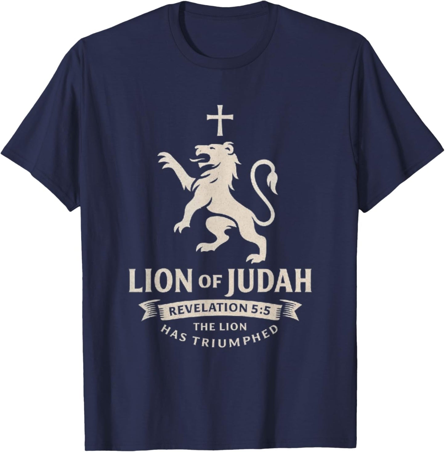 Lion of Judah Christian Apparel – Revelation 5:5 – Vintage T-Shirt - T-Shirt | Navy