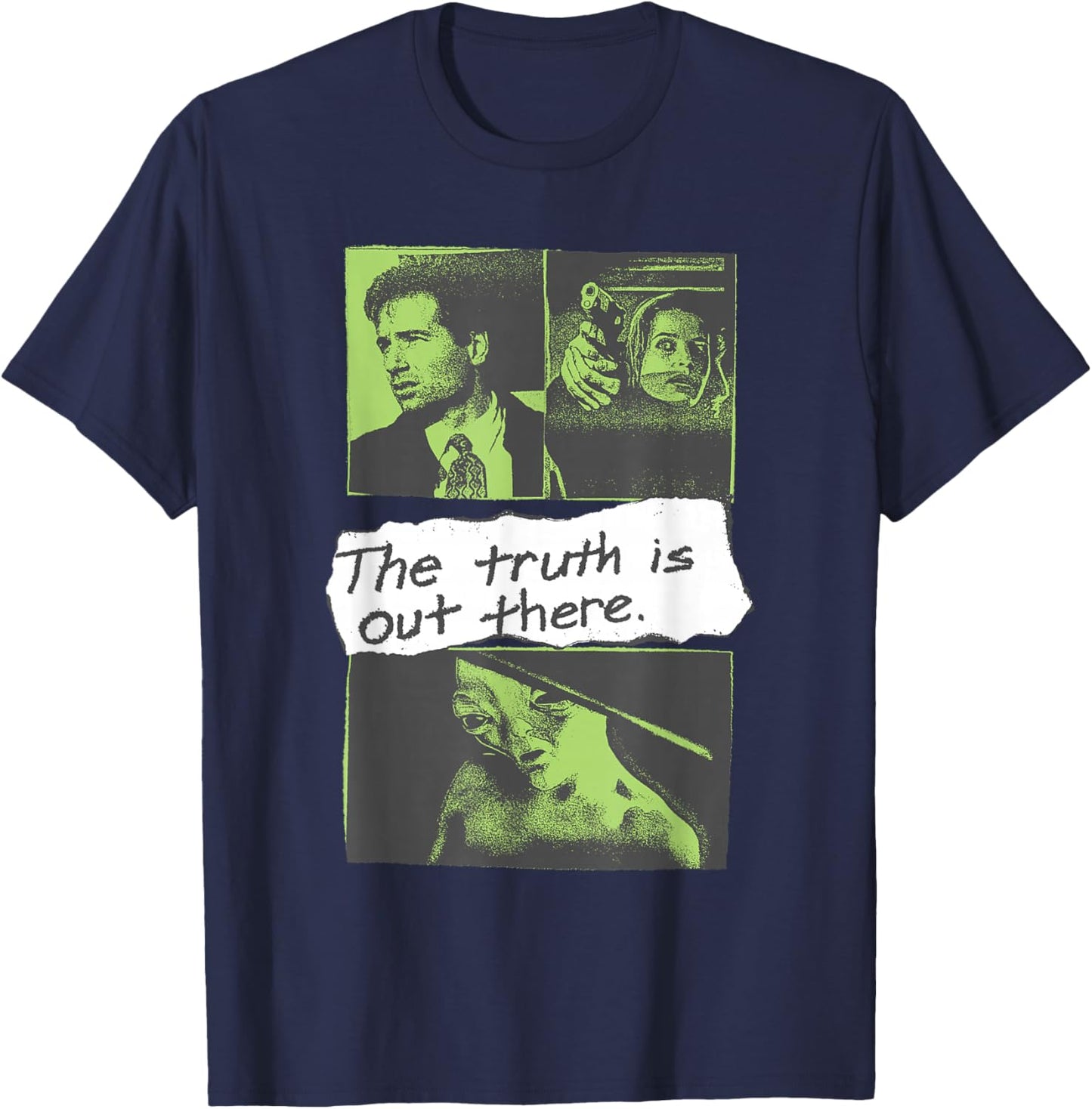 X-Files Front and Back Truth is Out There Alien 90's TV Show T-Shirt - T-Shirt | Navy