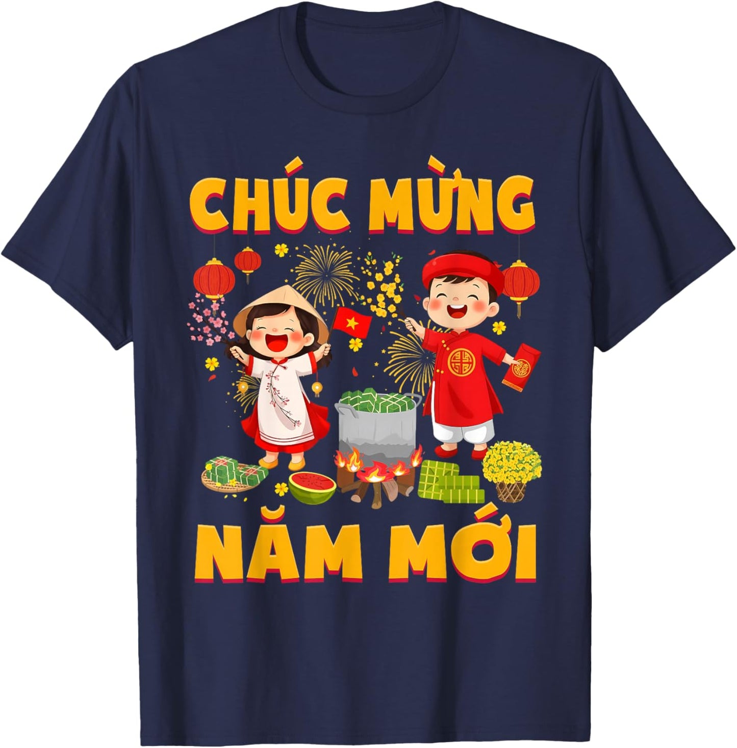 Vietnamese New Year 2026 Chuc Mung NAM Moi TET Holiday Kids T-Shirt - T-Shirt | Navy