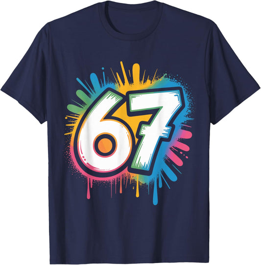 67 Meme Six Seven 6 7 Funny Brainrot Rizz Gen Alpha T-Shirt - T-Shirt | Navy