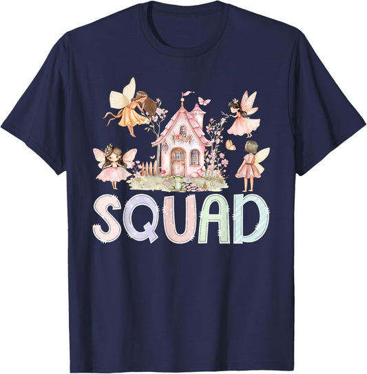 Fairy Squad Magical Floral Birthday Girl Fairytale Matching T-Shirt - T-Shirt | Navy