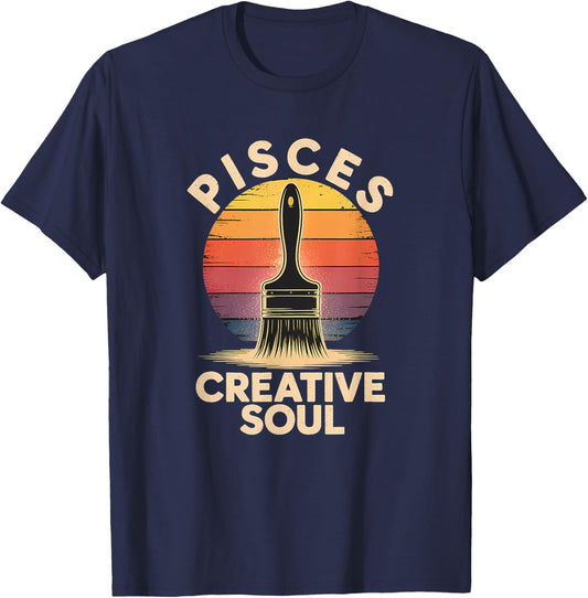 Vintage Pisces Horoscope, Astrology and Zodiac Clothing T-Shirt - T-Shirt | Navy