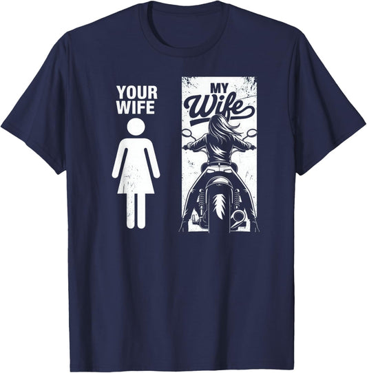 Your Wife My Wife Biker Valentine T-Shirt - T-Shirt | Navy
