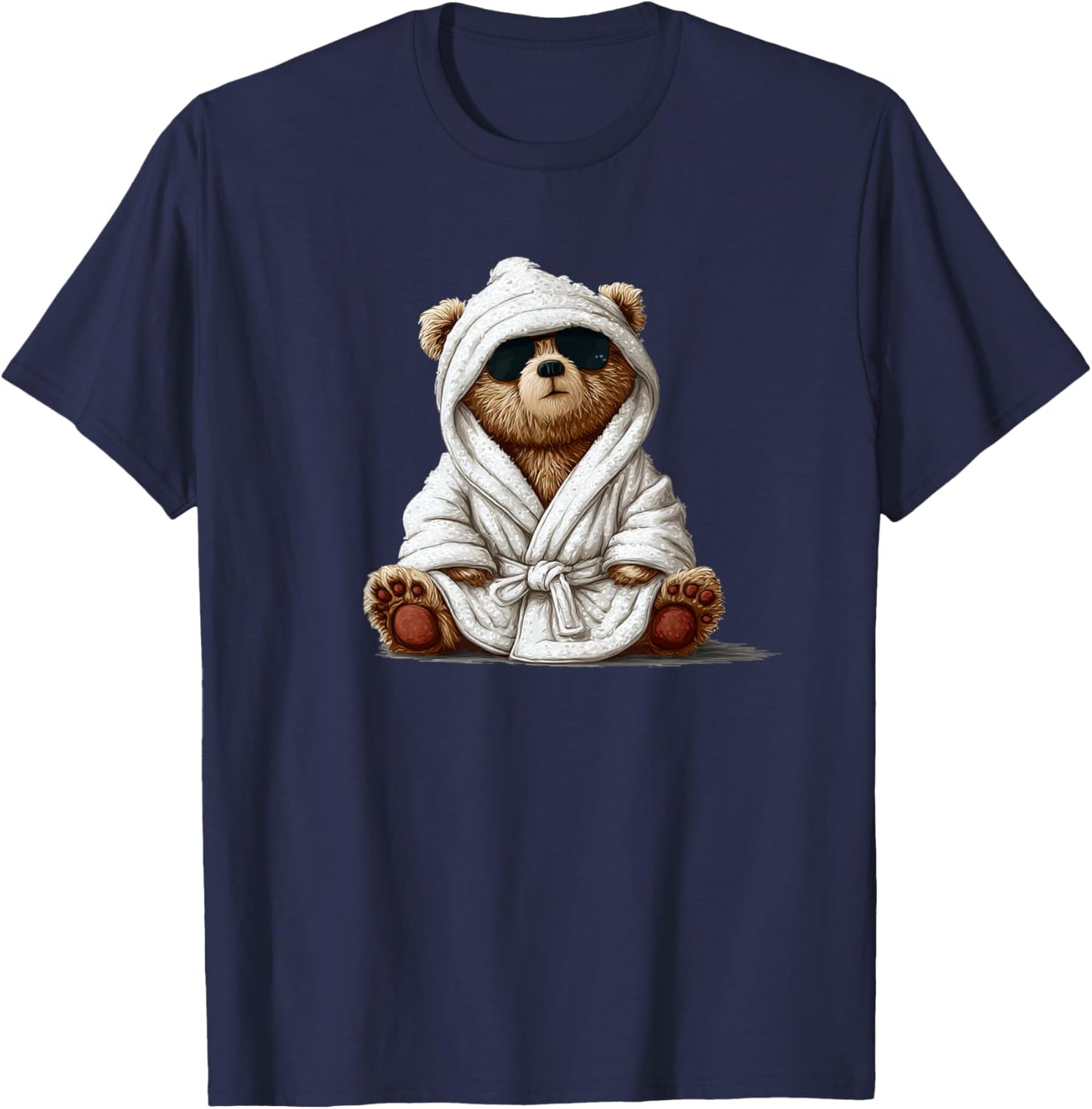 Cool Looking Teddy Bear in Bathrobe for Adults and Kids T-Shirt - T-Shirt | Navy