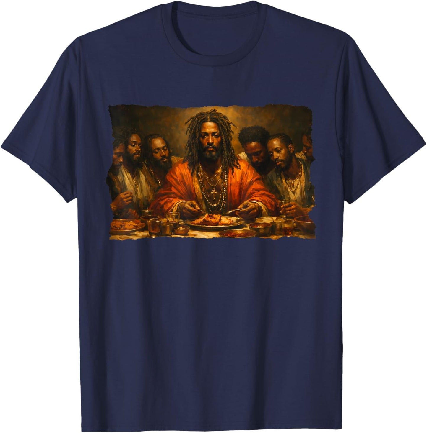 Black Jesus Last Supper T-Shirt - T-Shirt | Navy