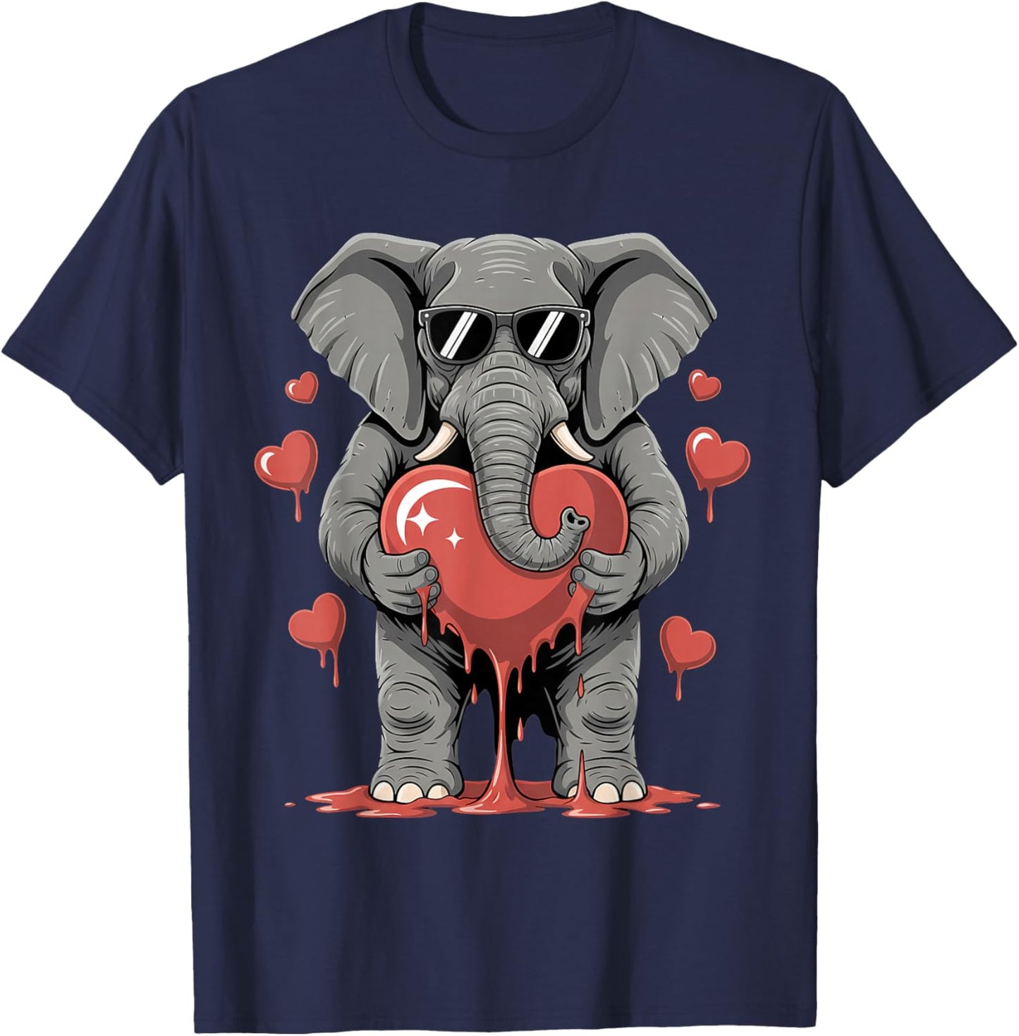 Valentines Day Cute Valentine Elephant Lover T-Shirt - T-Shirt | Navy